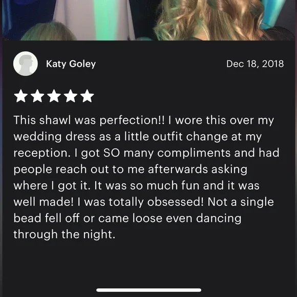 White Rose Sequin Glass Beaded/ Sequin FULL Wrap Chiffon Collar Shoulder Shawl - Picture 7 of 9